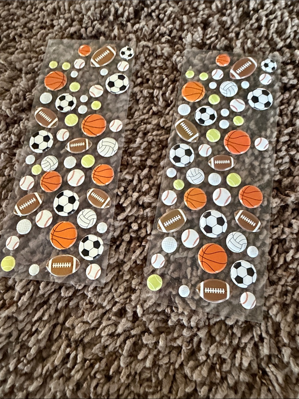 Assorted Sports Ball Stickers - Orange, Black, White, Brown, Green